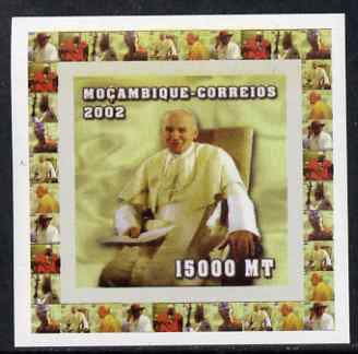 Mozambique 2002 Pope John Paul II #5 individual imperf deluxe sheet unmounted mint as Yv 2058, stamps on personalities, stamps on pope, stamps on religion