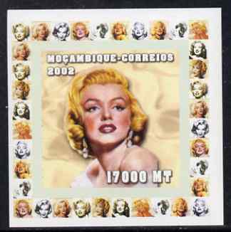 Mozambique 2002 40th Anniversary of Death of Marilyn Monroe #2 individual imperf deluxe sheet unmounted mint. Note this item is privately produced and is offered purely o..., stamps on personalities, stamps on women, stamps on films, stamps on cinema, stamps on movies, stamps on marilyn, stamps on marilyn monroe