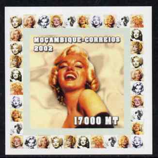 Mozambique 2002 40th Anniversary of Death of Marilyn Monroe #3 individual imperf deluxe sheet unmounted mint. Note this item is privately produced and is offered purely on its thematic appeal as Yv 1944, stamps on , stamps on  stamps on personalities, stamps on  stamps on women, stamps on  stamps on films, stamps on  stamps on cinema, stamps on  stamps on movies, stamps on  stamps on marilyn, stamps on  stamps on marilyn monroe
