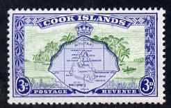 Cook Islands 1949-61 Map & Palm Trees 3d on white paper (wmk sideways) unmounted mint, SG 153b, stamps on , stamps on  stamps on maps, stamps on  stamps on trees