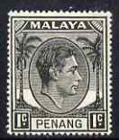 Malaya - Penang 1949-52 KG6 1c black unmounted mint, SG3, stamps on , stamps on  kg6 , stamps on 