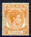 Malaya - Penang 1949-52 KG6 2c orange unmounted mint, SG4, stamps on , stamps on  stamps on , stamps on  stamps on  kg6 , stamps on  stamps on 