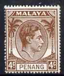 Malaya - Penang 1949-52 KG6 4c brown unmounted mint, SG6, stamps on , stamps on  stamps on , stamps on  stamps on  kg6 , stamps on  stamps on 