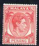 Malaya - Penang 1949-52 KG6 8c scarlet unmounted mint, SG9, stamps on , stamps on  stamps on , stamps on  stamps on  kg6 , stamps on  stamps on 