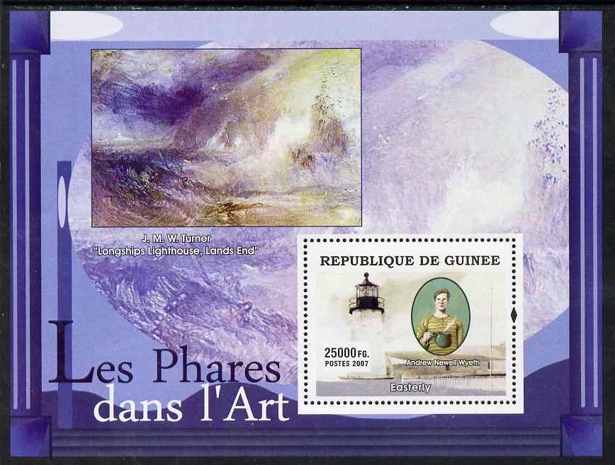 Guinea - Conakry 2007 Lighthouses in Art (Wyeth & Turner) perf souvenir sheet unmounted mint, stamps on , stamps on  stamps on arts, stamps on  stamps on lighthouses, stamps on  stamps on wyeth, stamps on  stamps on turner