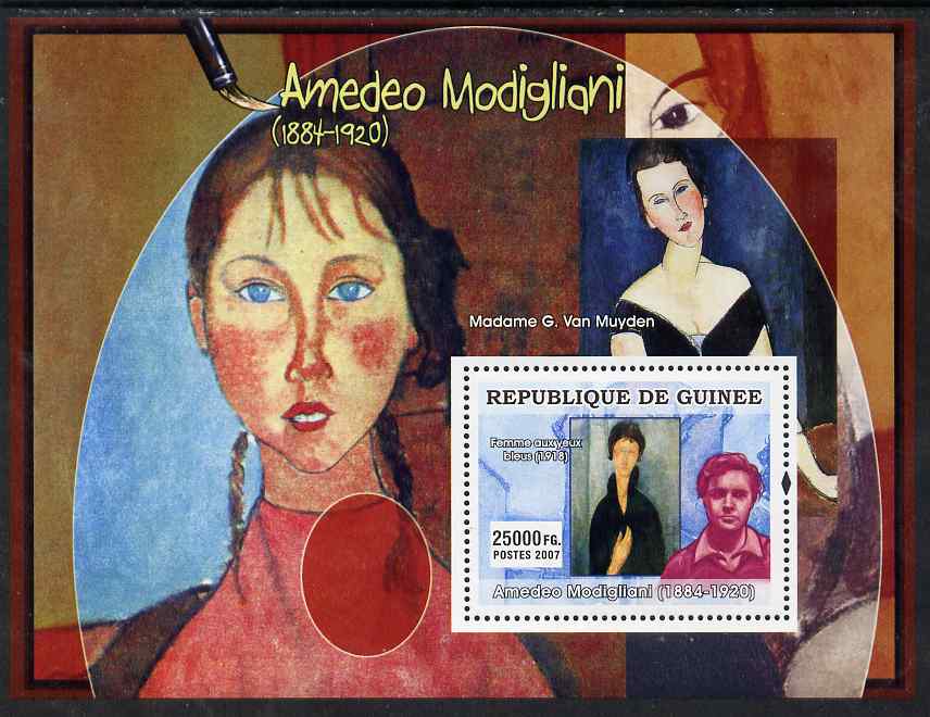 Guinea - Conakry 2007 Italian Painters (Modigliani) perf souvenir sheet unmounted mint, stamps on , stamps on  stamps on arts, stamps on  stamps on personalities, stamps on  stamps on modigliani