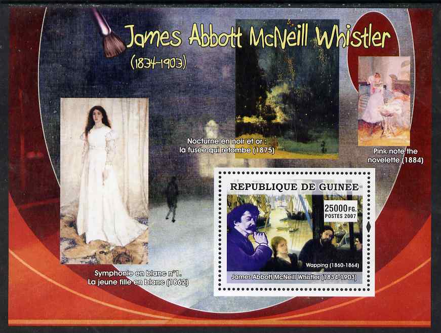 Guinea - Conakry 2007 American Impressionists (James Abbot McNeil Whistler) perf souvenir sheet unmounted mint, stamps on , stamps on  stamps on arts, stamps on  stamps on personalities, stamps on  stamps on whistler