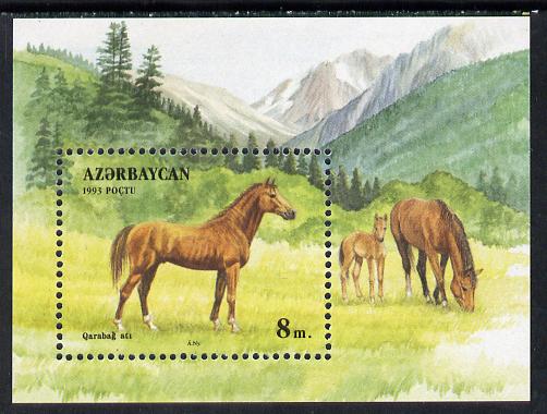 Azerbaijan 1993 Horses m/sheet unmounted mint, SG MS 100, stamps on , stamps on  stamps on animals   horses