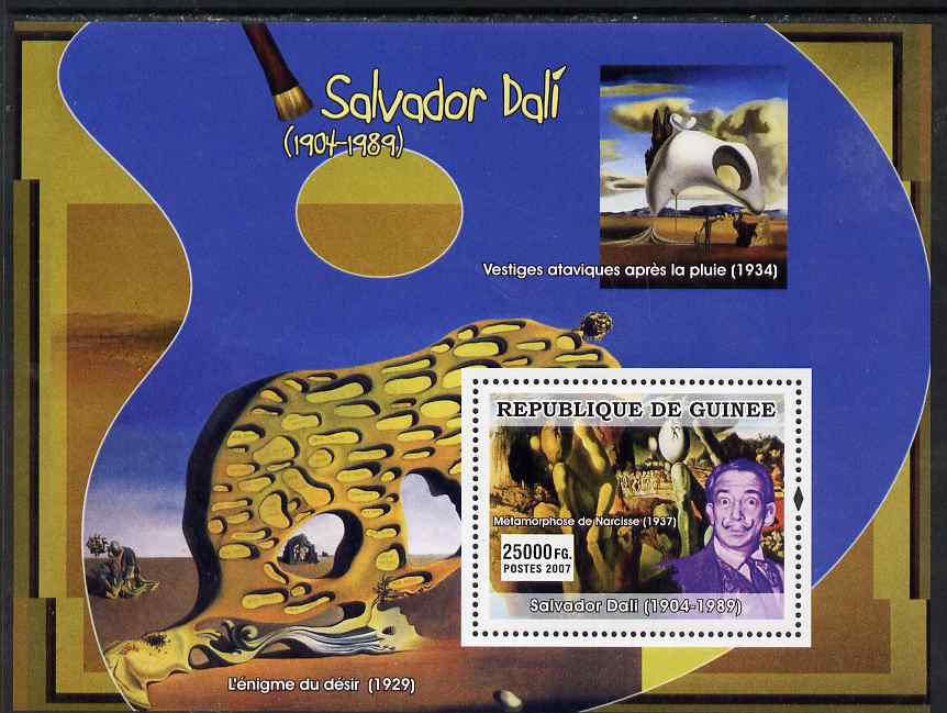 Guinea - Conakry 2007 Spanish Painters (Salvador Dali) perf souvenir sheet unmounted mint, stamps on arts, stamps on personalities, stamps on dali