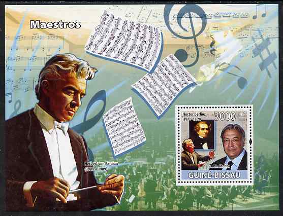 Guinea - Bissau 2008 Composers & Conductors perf souvenir sheet unmounted mint, stamps on music, stamps on personalities, stamps on berlioz