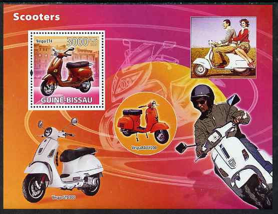 Guinea - Bissau 2008 Scooters perf souvenir sheet unmounted mint, stamps on , stamps on  stamps on transport, stamps on  stamps on motorbikes