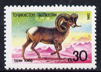 Tadjikistan 1992 Argali the Ram unmounted mint, SG 4*, stamps on , stamps on  stamps on animals    ovine