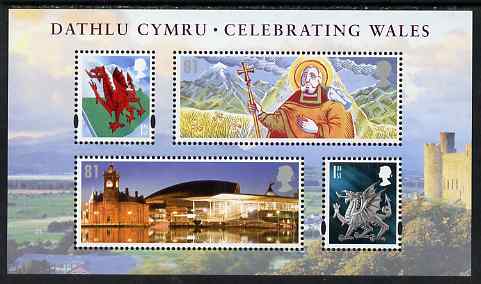 Great Britain 2009 Celebrating Wales perf m/sheet unmounted mint, stamps on , stamps on  stamps on dragons, stamps on  stamps on mythology, stamps on  stamps on saints