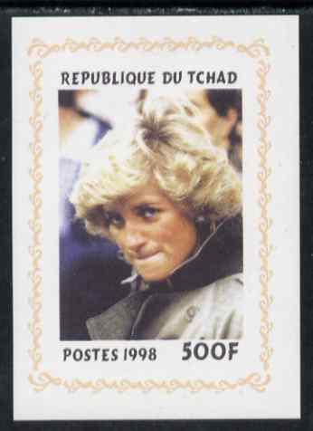 Chad 1998 Princess Diana Memoriam #6 - 500f individual imperf deluxe sheet unmounted mint. Note this item is privately produced and is offered purely on its thematic appeal. ., stamps on , stamps on  stamps on diana, stamps on  stamps on royalty