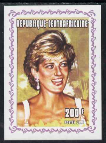 Central African Republic 1998 Princess Diana Memoriam #6 individual imperf deluxe sheet unmounted mint. Note this item is privately produced and is offered purely on its thematic appeal, stamps on , stamps on  stamps on diana, stamps on  stamps on royalty