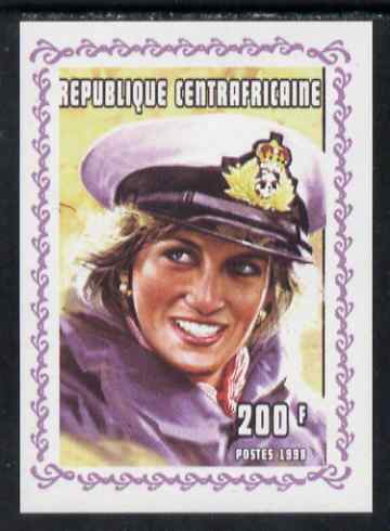 Central African Republic 1998 Princess Diana Memoriam #7 individual imperf deluxe sheet unmounted mint. Note this item is privately produced and is offered purely on its thematic appeal, stamps on diana, stamps on royalty
