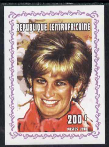 Central African Republic 1998 Princess Diana Memoriam #9 individual imperf deluxe sheet unmounted mint. Note this item is privately produced and is offered purely on its thematic appeal, stamps on , stamps on  stamps on diana, stamps on  stamps on royalty