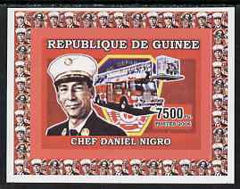 Guinea - Conakry 2006 Fire Trucks & Fire Fighters #1 individual imperf deluxe sheet (Chief Nigro) unmounted mint. Note this item is privately produced and is offered purely on its thematic appeal, as Yv 373, stamps on fire, stamps on personalities