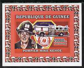 Guinea - Conakry 2006 Fire Trucks & Fire Fighters #3 individual imperf deluxe sheet (Mike Kehoe) unmounted mint. Note this item is privately produced and is offered purely on its thematic appeal, as Yv 375, stamps on , stamps on  stamps on fire, stamps on  stamps on personalities