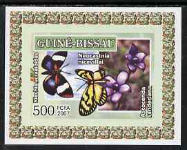 Guinea - Bissau 2007 Butterflies & Orchids individual imperf deluxe sheet #1 unmounted mint. Note this item is privately produced and is offered purely on its thematic ap..., stamps on butterflies, stamps on orchids, stamps on flowers