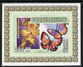 Guinea - Bissau 2007 Butterflies & Orchids individual imperf deluxe sheet #4 unmounted mint. Note this item is privately produced and is offered purely on its thematic ap..., stamps on butterflies, stamps on orchids, stamps on flowers