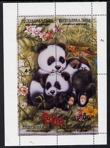 Touva 1995 Pandas composite perf sheet containing complete perf set of 4 unmounted mint, stamps on , stamps on  stamps on animals, stamps on bears