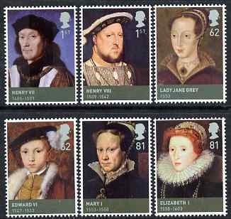 Great Britain 2009 The House of Tudor perf set of 6 unmounted mint, stamps on royalty