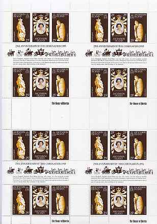 Ascension 1978 Coronation 25th Anniversary (QEII, Maya God & Lion) in complete uncut sheet of 24 (8 strips of SG 233a)unmounted mint, stamps on , stamps on  stamps on turtles, stamps on  stamps on cats, stamps on  stamps on royalty, stamps on  stamps on reptiles, stamps on  stamps on coronation, stamps on  stamps on arms, stamps on  stamps on heraldry