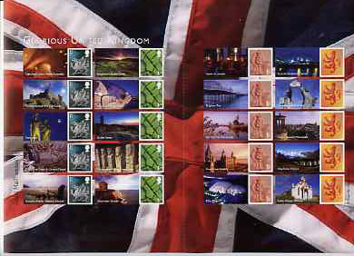 Great Britain 2008 Glorious United Kingdom Post Office Label Sheet SG LS49, stamps on tourism, stamps on dragons, stamps on mythology, stamps on police, stamps on self adhesive, stamps on london, stamps on bridges, stamps on windmills, stamps on churches, stamps on castles