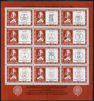 Cinderella - Great Britain 1960 London International Stamp Exhibition perf sheetlet containing 12 labels (Bishop Marks) on gummed paper unmounted mint, stamps on , stamps on  stamps on stamp exhibitions, stamps on  stamps on postal