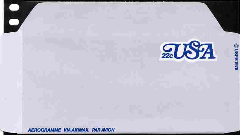 Aerogramme - United States 1978 22c air-letter sheet folded along fold lines otherwise unused and fine, stamps on , stamps on  stamps on aerogramme - united states 1978 22c air-letter sheet folded along fold lines otherwise unused and fine