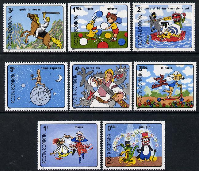Rumania 1989 Cartoon Films set of 8 unmounted mint, Mi 4559-66, stamps on entertainments    cartoons