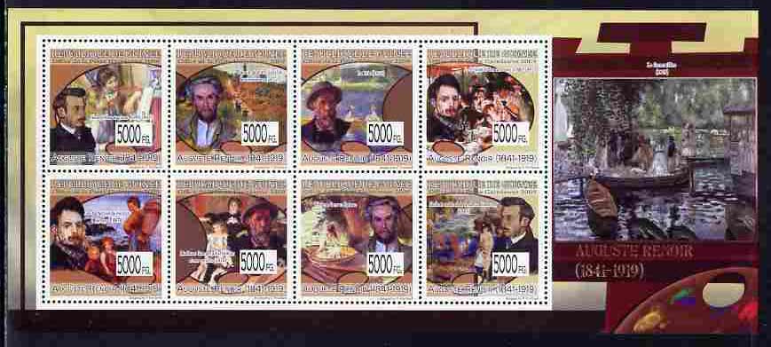 Guinea - Conakry 2009 Paintings by Auguste Renoir perf sheetlet containing 8 values unmounted mint, stamps on , stamps on  stamps on arts, stamps on  stamps on renoir