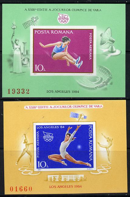 Rumania 1984 Olympic Games set of 2 imperf m/sheets, Mi BL 207-208, stamps on olympics    sport, stamps on ancient greece