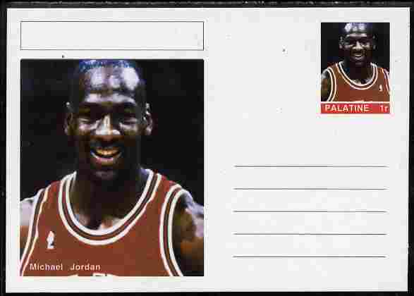 Palatine (Fantasy) Personalities - Michael Jordan (basketball & baseball) postal stationery card unused and fine, stamps on personalities, stamps on sport, stamps on basketball, stamps on baseball
