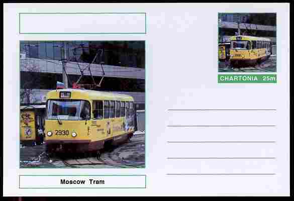 Chartonia (Fantasy) Buses & Trams - Moscow Tram postal stationery card unused and fine, stamps on , stamps on  stamps on transport, stamps on  stamps on trams, stamps on  stamps on 