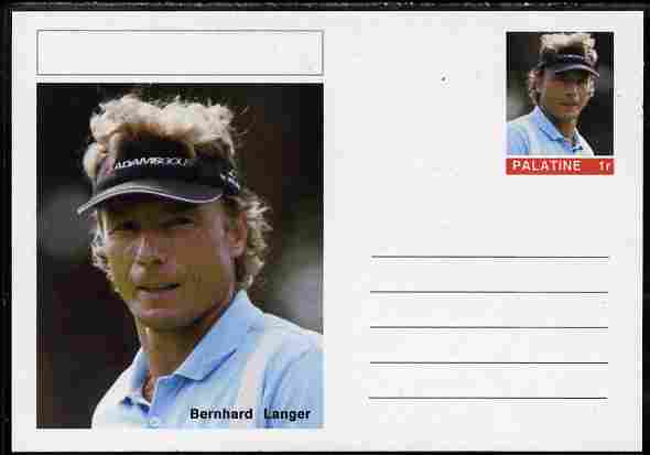 Palatine (Fantasy) Personalities - Bernhard Langer (golf) postal stationery card unused and fine, stamps on , stamps on  stamps on personalities, stamps on  stamps on sport, stamps on  stamps on golf