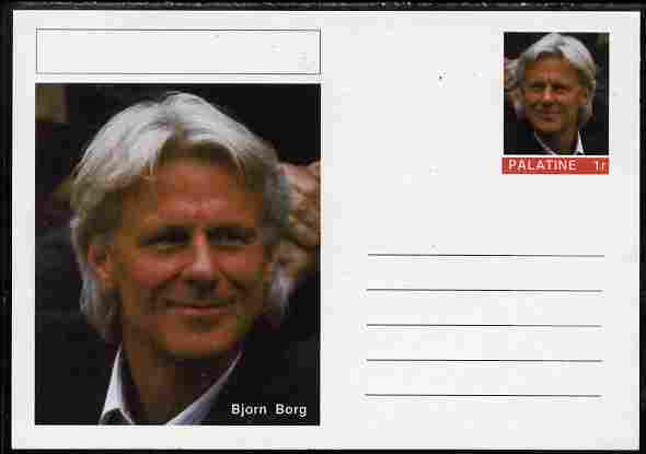 Palatine (Fantasy) Personalities - Bjorn Borg (tennis) postal stationery card unused and fine, stamps on , stamps on  stamps on personalities, stamps on  stamps on sport, stamps on  stamps on tennis