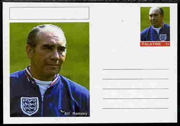 Palatine (Fantasy) Personalities - Alf Ramsey (football) postal stationery card unused and fine, stamps on personalities, stamps on sport, stamps on football