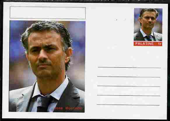 Palatine (Fantasy) Personalities - Jose Mourinho (football) postal stationery card unused and fine, stamps on personalities, stamps on sport, stamps on football