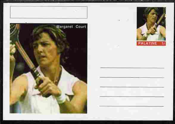 Palatine (Fantasy) Personalities - Margaret Court (tennis) postal stationery card unused and fine, stamps on , stamps on  stamps on personalities, stamps on  stamps on sport, stamps on  stamps on tennis