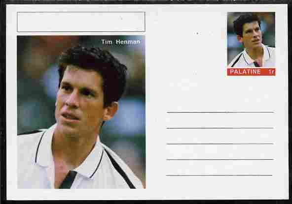 Palatine (Fantasy) Personalities - Tim Henman (tennis) postal stationery card unused and fine, stamps on , stamps on  stamps on personalities, stamps on  stamps on sport, stamps on  stamps on tennis