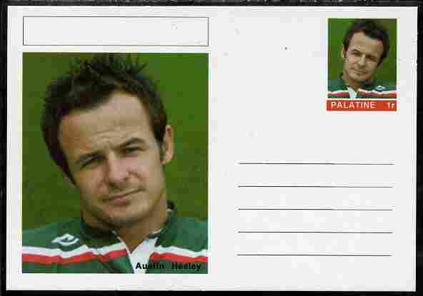 Palatine (Fantasy) Personalities - Austin Healey (rugby) postal stationery card unused and fine, stamps on personalities, stamps on sport, stamps on rugby