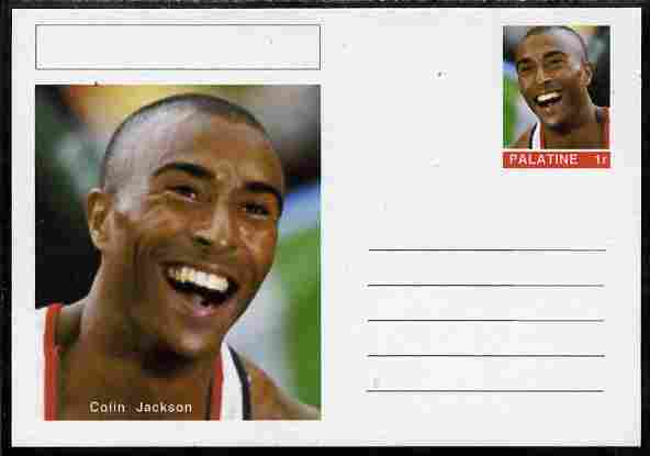 Palatine (Fantasy) Personalities - Colin Jackson (athletics) postal stationery card unused and fine, stamps on , stamps on  stamps on personalities, stamps on  stamps on sport, stamps on  stamps on athletics, stamps on  stamps on olympics, stamps on  stamps on hurdles