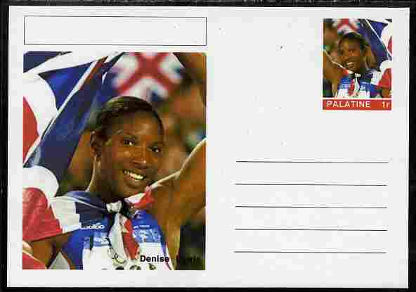 Palatine (Fantasy) Personalities - Denise Lewis (athletics) postal stationery card unused and fine, stamps on , stamps on  stamps on personalities, stamps on  stamps on sport, stamps on  stamps on athletics, stamps on  stamps on olympics, stamps on  stamps on heptathlon