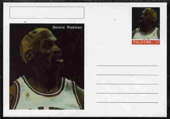 Palatine (Fantasy) Personalities - Dennis Rodman (basketball) postal stationery card unused and fine, stamps on , stamps on  stamps on personalities, stamps on  stamps on sport, stamps on  stamps on basketball