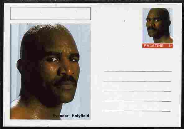 Palatine (Fantasy) Personalities - Evander Holyfield (boxing) postal stationery card unused and fine, stamps on , stamps on  stamps on personalities, stamps on  stamps on sport, stamps on  stamps on boxing