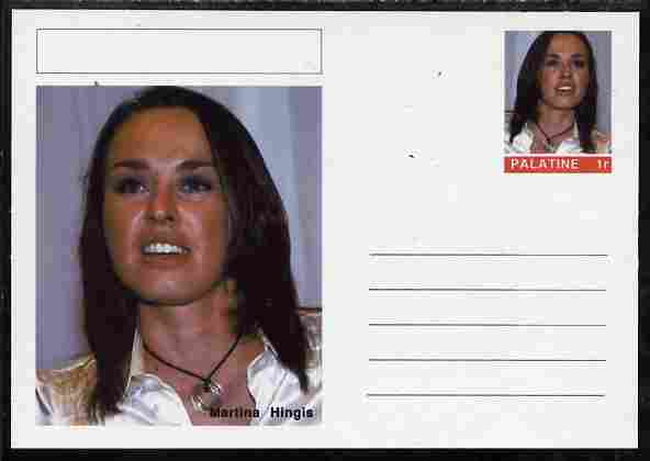 Palatine (Fantasy) Personalities - Martina Hingis (tennis) postal stationery card unused and fine, stamps on , stamps on  stamps on personalities, stamps on  stamps on sport, stamps on  stamps on tennis