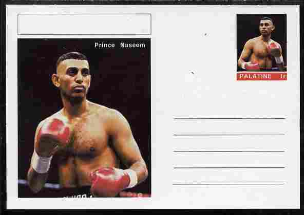 Palatine (Fantasy) Personalities - Prince Naseem (boxing) postal stationery card unused and fine, stamps on , stamps on  stamps on personalities, stamps on  stamps on sport, stamps on  stamps on boxing