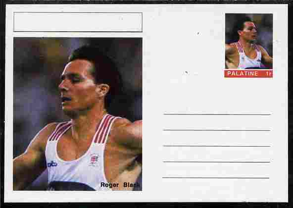 Palatine (Fantasy) Personalities - Roger Black (athletics) postal stationery card unused and fine, stamps on personalities, stamps on sport, stamps on athletics, stamps on 